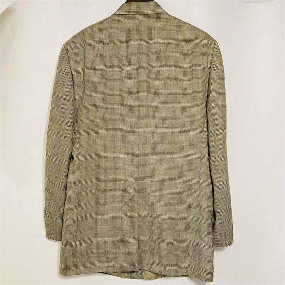 Brooks Brothers Men's Beige Plaid Wool Blazer Jacket Size 43 Long - Picture 3 of 16